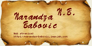 Narandža Babović vizit kartica